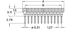 1.27 mm grid socket, Solder tail
