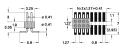 1.27 mm, Surface mount perpendicular gull-wing