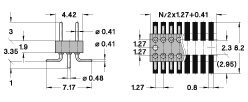 1.27 mm, Surface mount perpendicular gull-wing