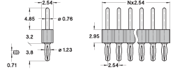 2.54 mm, Solderless compliant press-fit, Pin Ø 0.76 mm